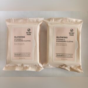 SET of 2- Global Beauty Care Glowing Vitamin C Cleansing Cloths - 25 Cloths Each